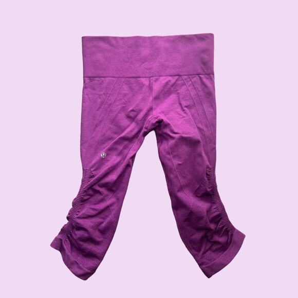 Lululemon In the Flow Crop II Heathered Regal Plum Fuchsia W6B41S 4 - Picture 1 of 10